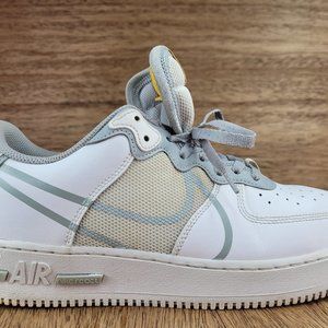 Nike Air Force 1 React “Smoke Grey Gold” WHT/BLU/YLW CT1020-100 Men's Size 9.5